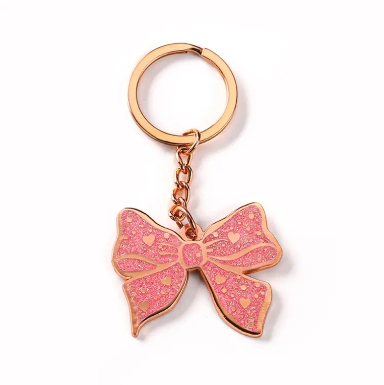 Custom logo Metal House Glitter Hard Enamel Bag Beauty butterfly Keychain/butterfly Key Chain