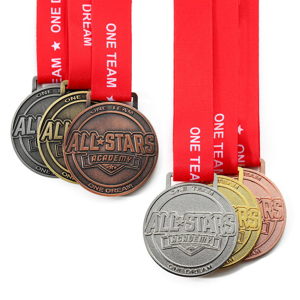 Custom Metal 6 Colors Gold Silver Copper Bronze Gun Black Silver Antique Copper Plated Medals
