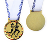 Metal Shiny Gold Club Stars Design Custom Cheap 5k Run Medals and Ribbon