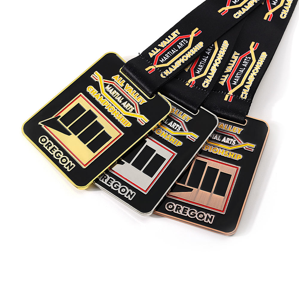 Martial Arts Championship Gold Copper Silver Custom square Design Sport Medals