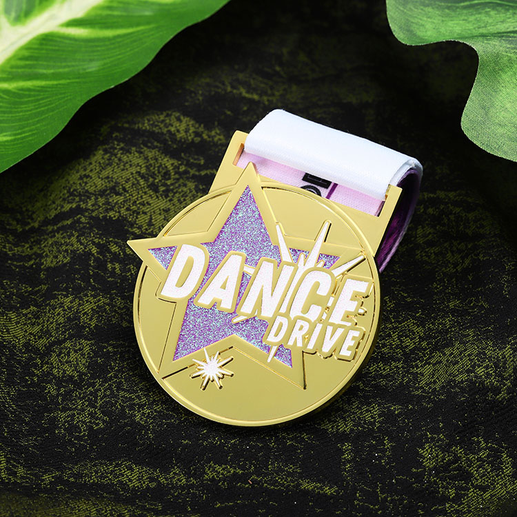 Design Your Own Sports Award Glitter Star Competition 2025 Dance Rhythmic Artistic Gymnastics Medals Race Medal with Neck Ribbon