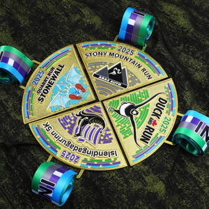 Custom Gold 4 Parts Puzzle 5k Stonewall Mountain Run Medal
