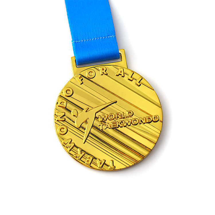 Custom Metal 3d Gold Plated Taekwondo Medals With Ribbon