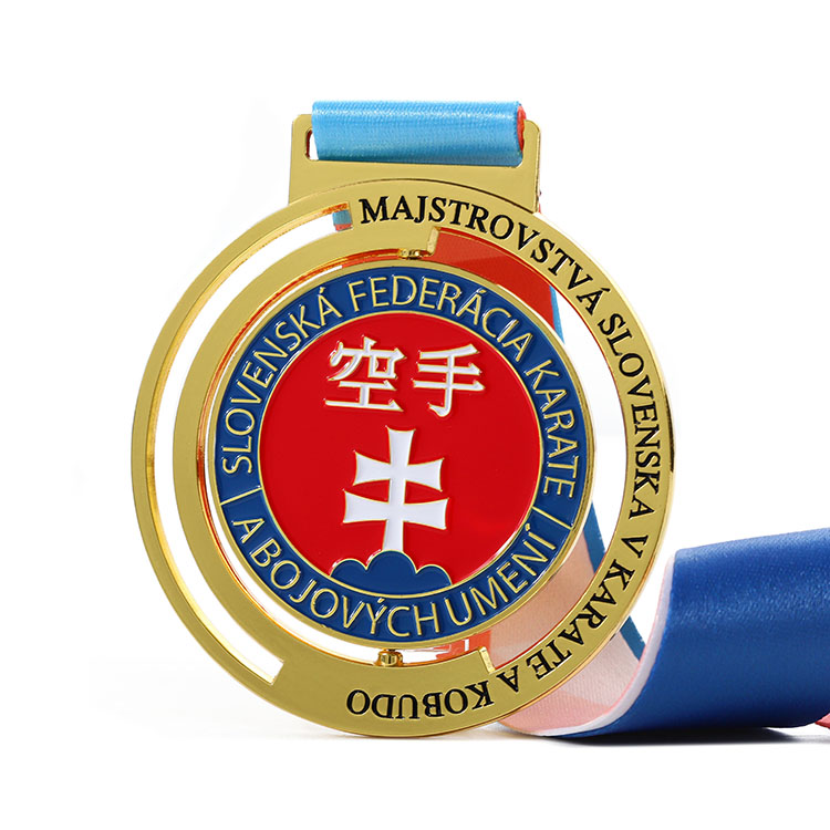 OEM Medal Factory Custom Karate Sports Medals Zinc Alloy Taekwondo Karate Jeet Kune Do 360 Spinning Rotating Cast Medals