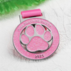Custom Metal pink Glitter Ribbon cat Paw Race Medal