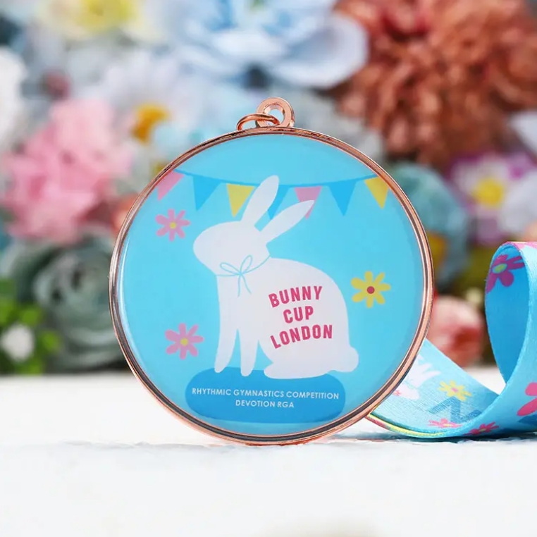 Custom Metal Competition Rhythmic Gymnastics pink Rabbit Medal
