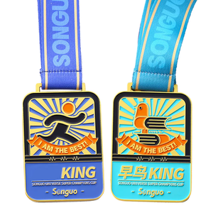 Medals Made Wholesale Custom Cute Cartoon Enamel Virtual Running Marathon Medal Award Medals Custom Logo With Ribbon