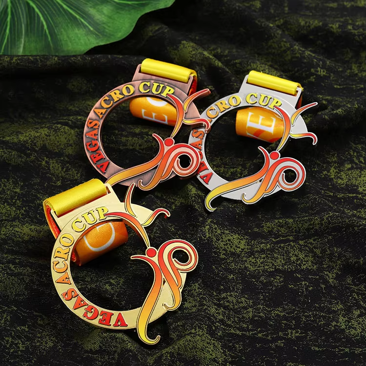 OEM Zinc Alloy Metal Sports Medals Custom Hollow 3d Uv Print Custom Gold Silver Bronze Award Softball Dance Medal with Ribbon