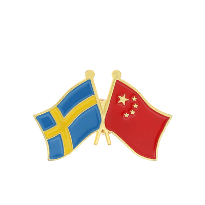 Custom Metal Enamel Sweden And China Flag Lapel Pin