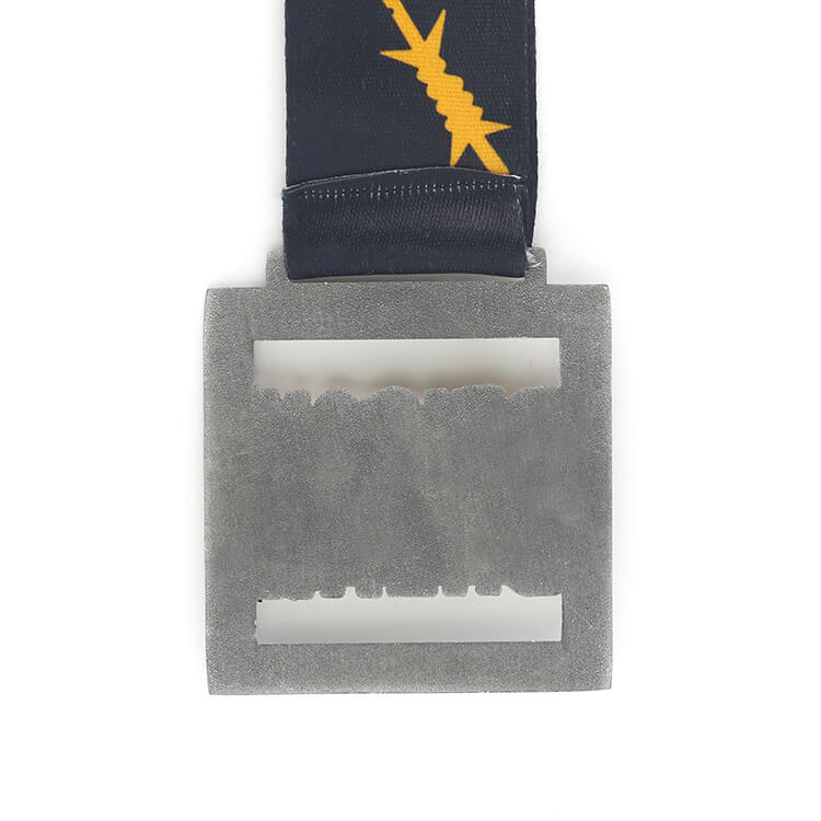 Rectangular Metal Medallion with Soft Enamel Text Logo