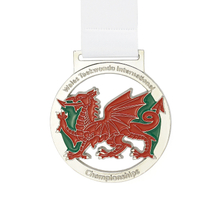 Custom Gold Plated Hollow Out Dragon Soft Enamel Lace Medal