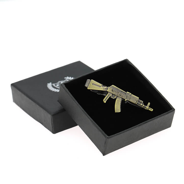 Custom Metal Brass Plating Gun Shape 3d Tie Clip