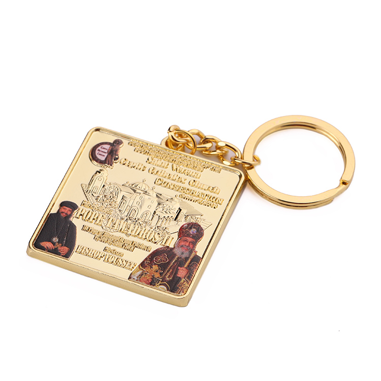 Square Gold Metal Custom Logo Beauty Keychain for Sublimation
