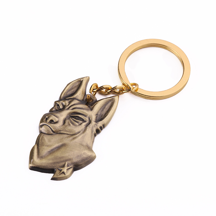Metal Dog To Customize Wholesale Keychain Bronze 