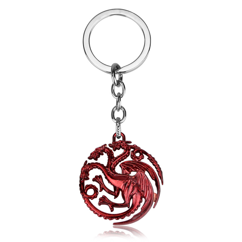 Stock Hot Sell Metal Movie Dragon Game of Thrones Keychain