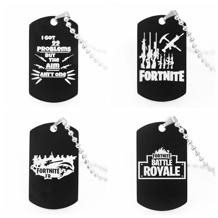 Customized Long Stainless Steel Medal Dog Tags Pendant Necklace for Fortnite