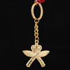 Double Broadsword Gold Engraved Keychain 3d Funny Key Holder Metal Special