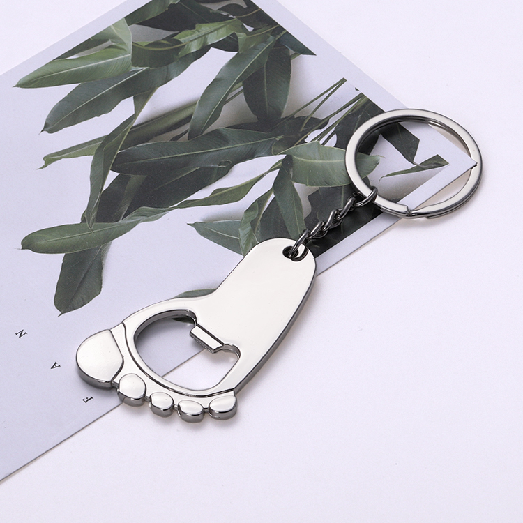 Wholesale Cute Foot Shape Metal Keychain Bottle Opener